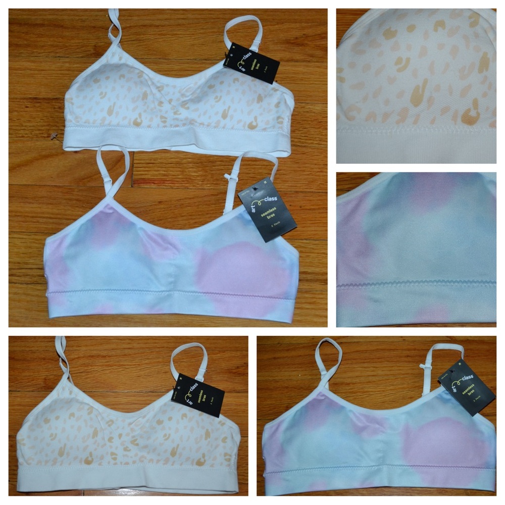 Two youth girls Art Class seamless bras, size M - NWT